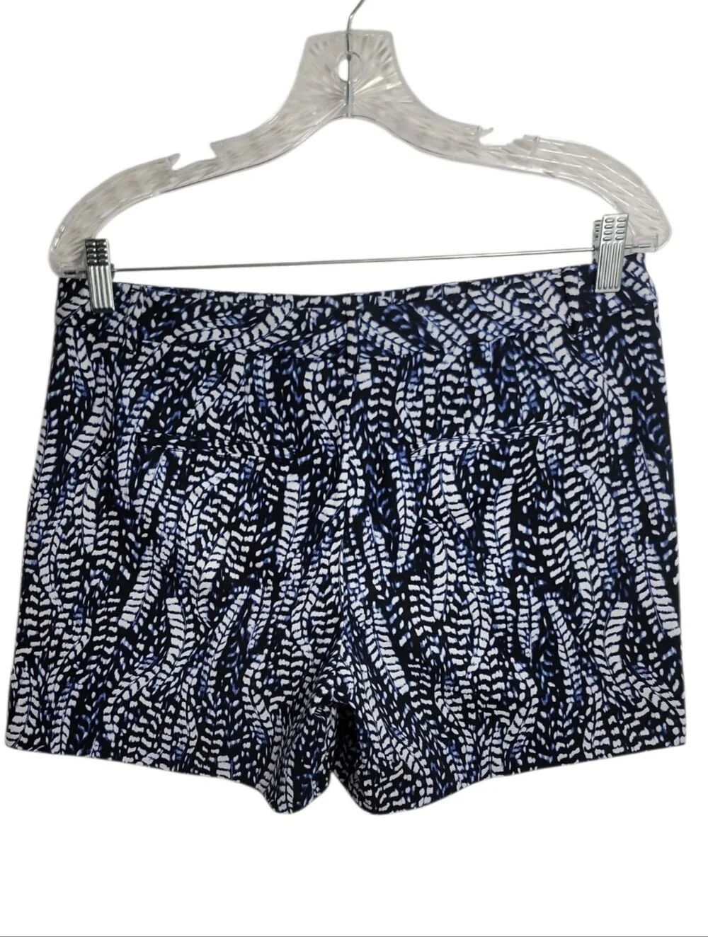 White House Black Market blue white printed cotton spandex shorts women's size 8